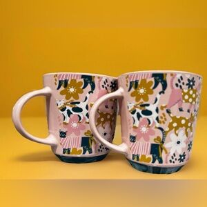 PURR MAMA Beautiful Pink Cat Kitten 16 oz Coffee Tea Mug Cat Lover 2 Mugs